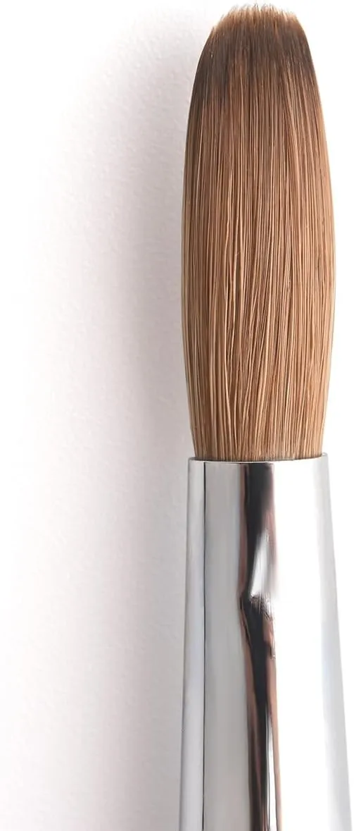 KADS 12# Pure Kolinsky Hair Bristles Acrylic Nail Brush Oval Crimped Shaped RedWood Handle Professional Salon Quality (12#)
