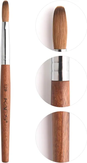 KADS 12# Pure Kolinsky Hair Bristles Acrylic Nail Brush Oval Crimped Shaped RedWood Handle Professional Salon Quality (12#)