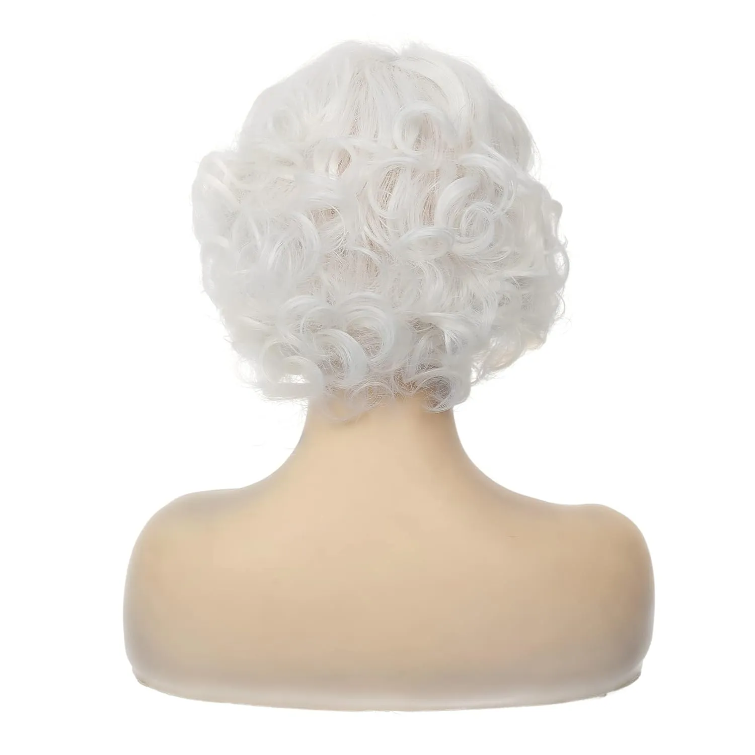 Kaneles Short White Curly Wig Finger Wave Synthetic Hair for Women 1920s Halloween Cosplay Costume Party Come with Wig Cap (White)