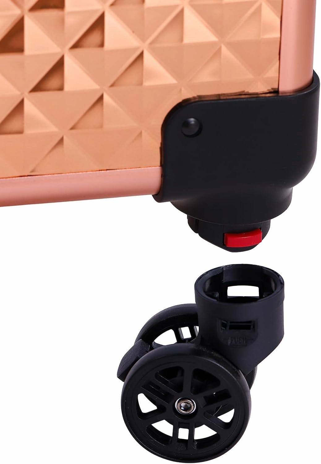 Karl home 4 in 1 Makeup Train Case Rolling Cosmetic Trolley Large Capacity Travel Organizer with Key 360°Swivel Wheels Suitcase for Beauticians Hairstylists Nail Tech Students, Rose Gold