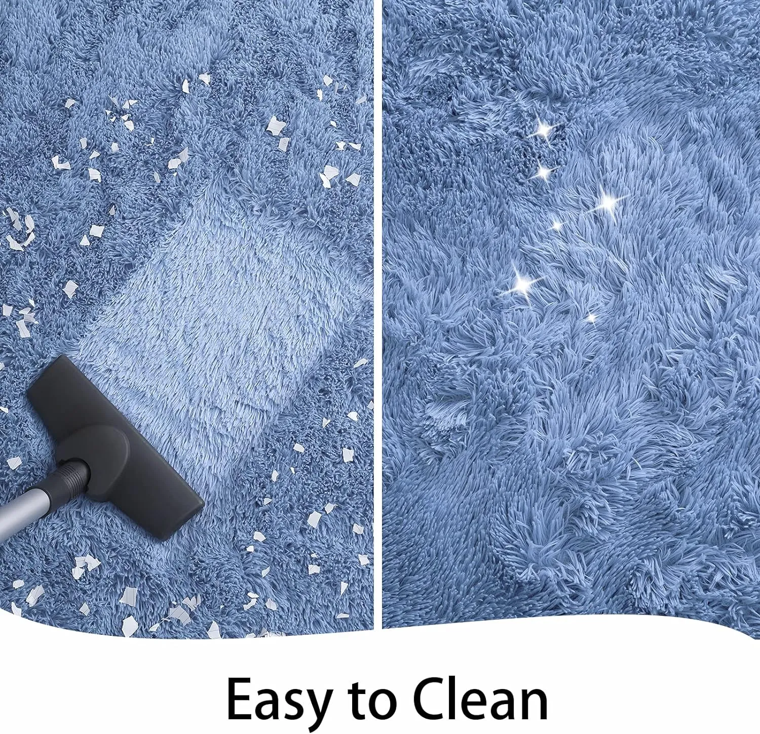 Keeko Fluffy Blue Area Rugs for Bedroom Kids Room, 4x5.3 Cute Shag Fuzzy Baby Rugs Living Room Ultra Soft Furry Carpet Indoor Bedside Rug for Teen Boys Girls Nursery Dorm Decor