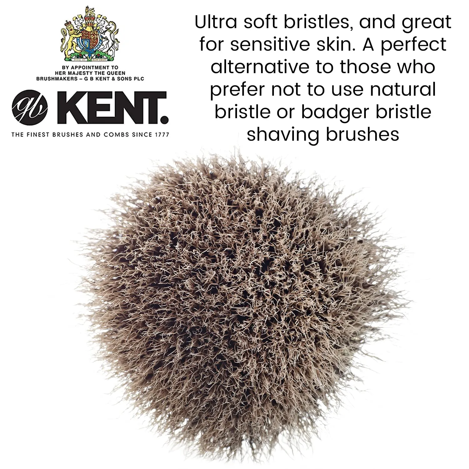 Kent INF1 Infinity Ultra-Soft Silvertex Bristles Shaving Brush Synthetic Bristles Crimped to Emulate Real Badger Bristle for Ultimate Shave Experience Perfect Lather for Shave Cream and Shaving Soap