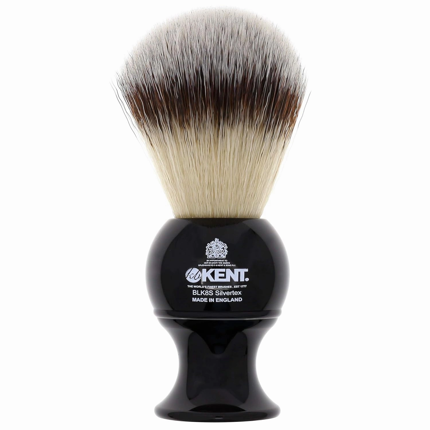 Kent BLK8S Shaving Brush with Ultra-Soft Silvertext Synthetic Bristles and Black Resin Handle to use with Shave Cream or Soap for a Perfect Lather. Luxury Shaving Since 1777, Made in England