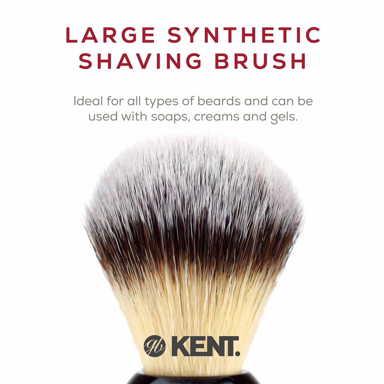 Kent BLK8S Shaving Brush with Ultra-Soft Silvertext Synthetic Bristles and Black Resin Handle to use with Shave Cream or Soap for a Perfect Lather. Luxury Shaving Since 1777, Made in England