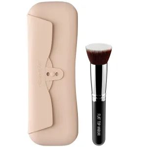 KESHIMA Foundation Brush & Makeup Brush Bag Bundle – Flat Top Kabuki Brush for Liquid, Cream & Powder   Stylish Silicone Makeup Brushes Holder for Beauty On-the-Go