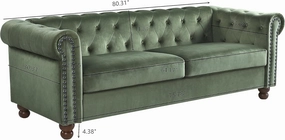 kevinplus 80'' Chesterfield Sofa Couch for Living Room, Classic Modern 3-Seat Upholstered Tufted Rolled Arm Fabric Sofa Couch for Apartment Bedroom Office, Solid Wood Leg, Green