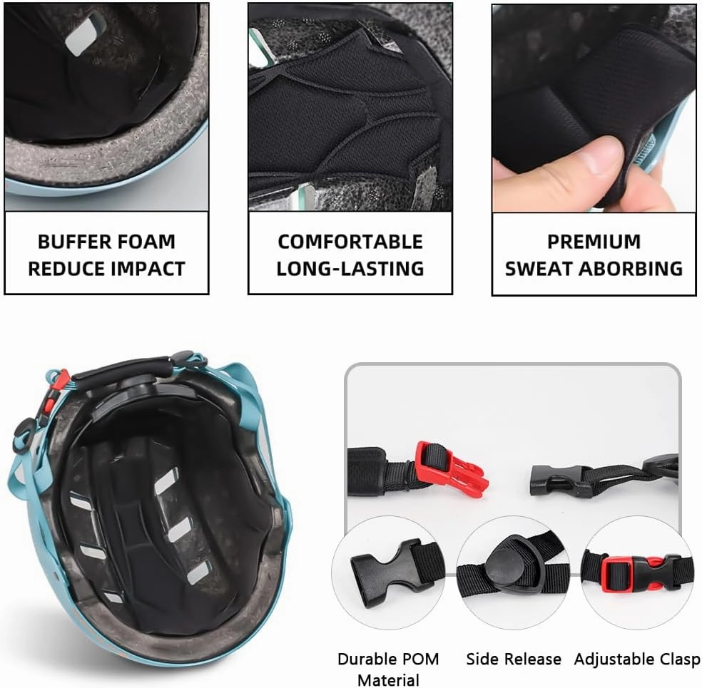 Kids Bike Helmet with Knee Elbow Wrist Pads for Ages 2-5-8-14 Boys Girls, Multi-Sport Skating Balance Bike Skateboard Scooter Rollerblading, Adjustable Helmet Set with Portable Bag