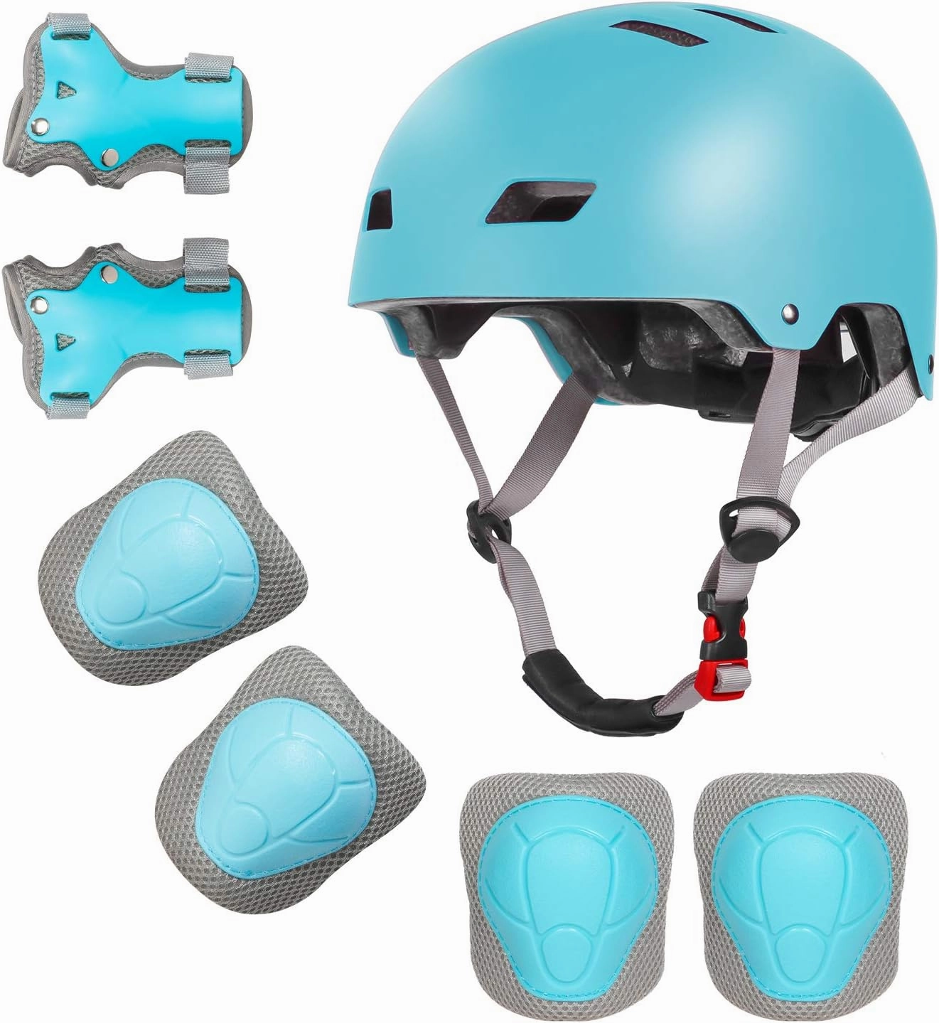 Kids Bike Helmet with Knee Elbow Wrist Pads for Ages 2-5-8-14 Boys Girls, Multi-Sport Skating Balance Bike Skateboard Scooter Rollerblading, Adjustable Helmet Set with Portable Bag