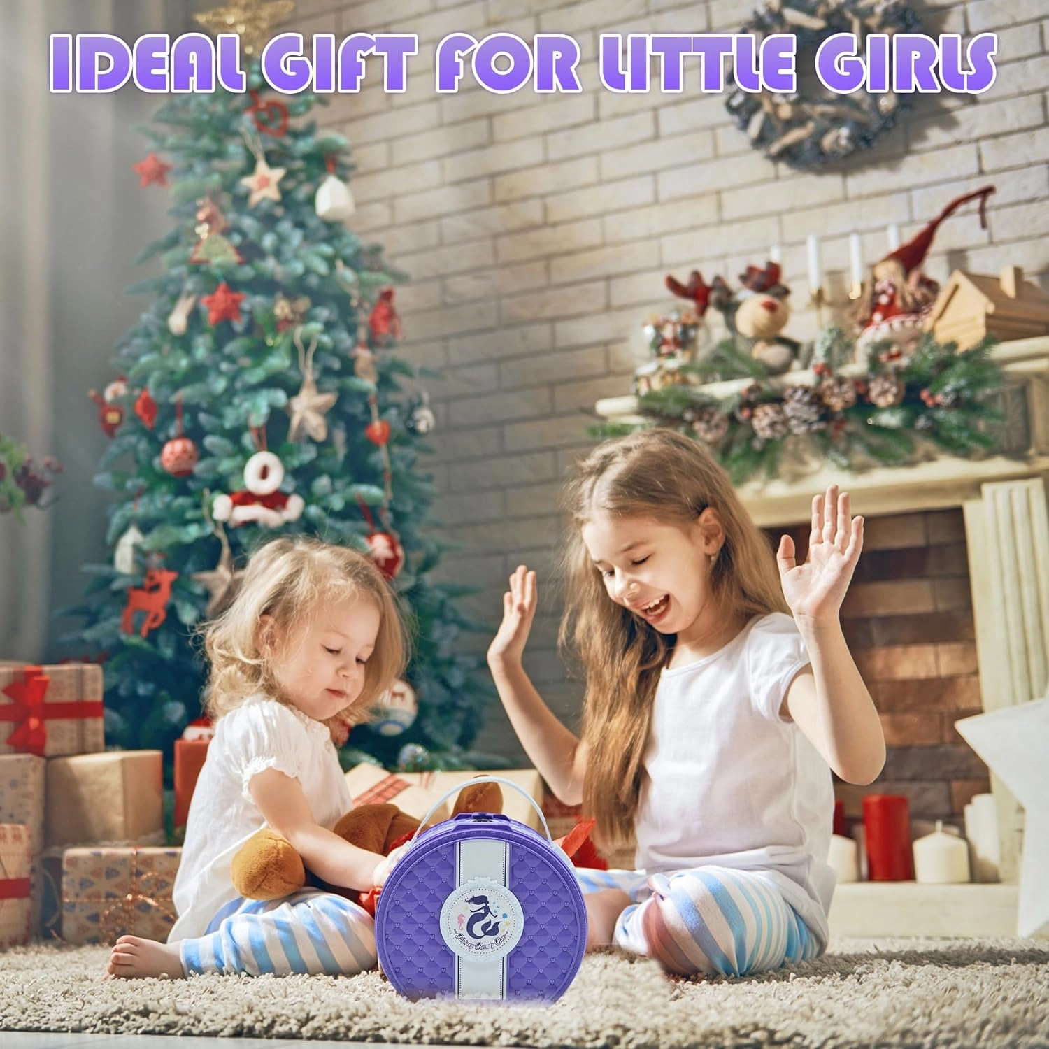 Kids Makeup Sets for Girls - Washable and Safe Makeup for Kids with Dresser Vanity Case, Girls Makeup Sets Ages 3-12, Christmas Birthday Gifts Toys for 4 5 6 7 8 9 Year Old Girl(Purple)