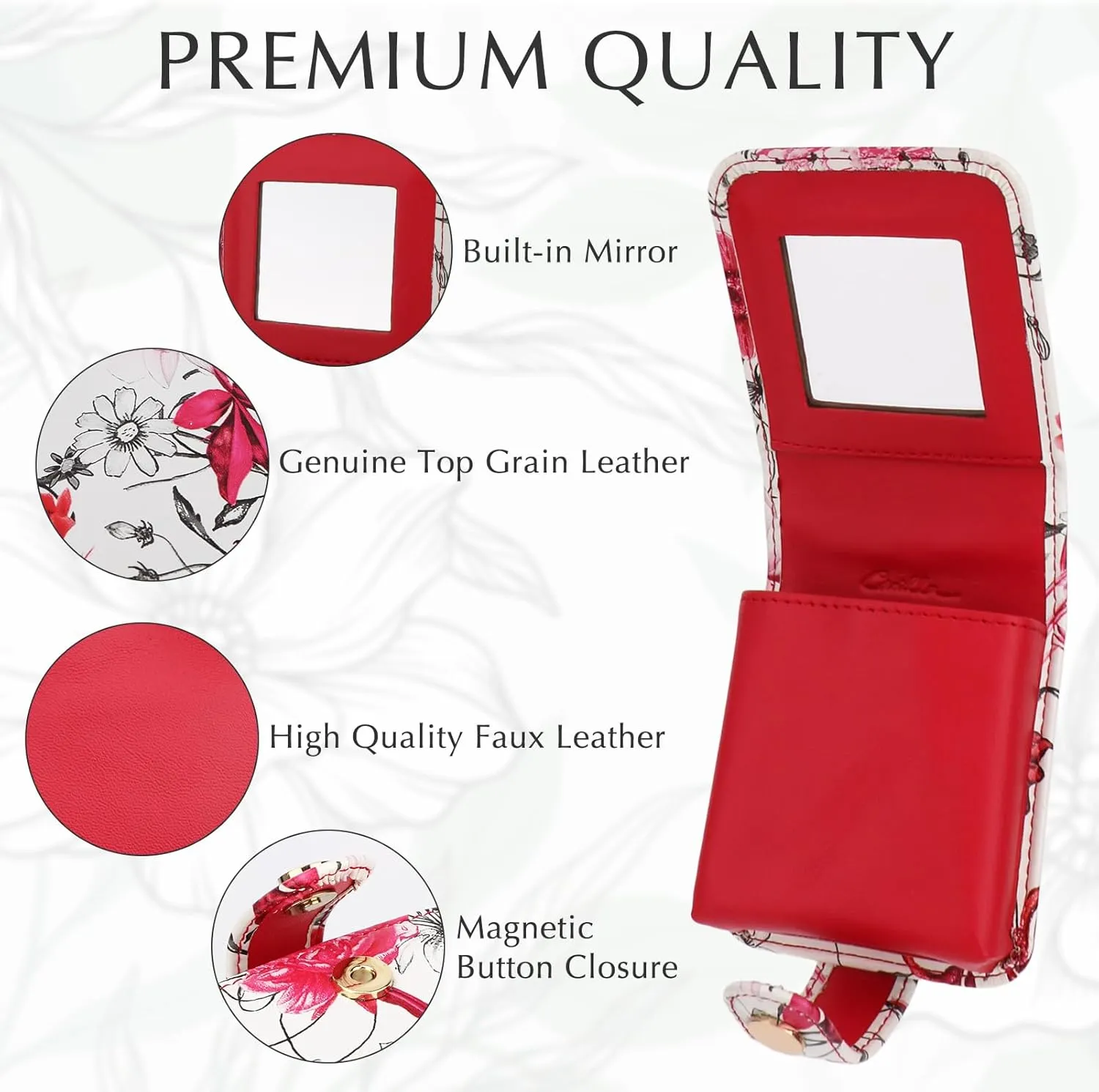 kilofly Genuine Leather Double Lipstick Case Cosmetic Makeup Holder   Gift Box