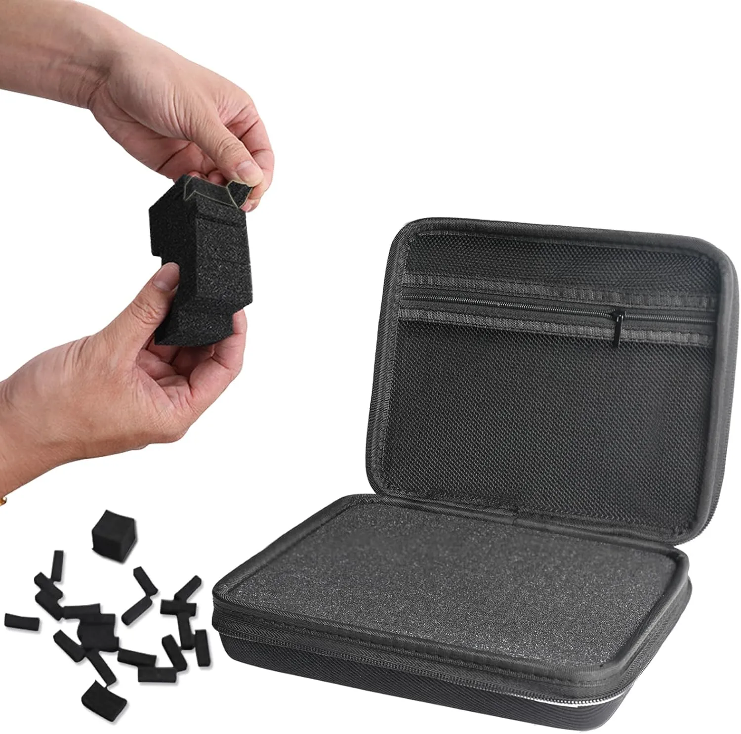 KIPYENB Electronics Bag,DIY Sponge Protection Electronic Organizer Travel Carrying Case Tech Accessories Hard Case Tech Pouch for Mouse Projector Charger Phone Earphone Hard Disk