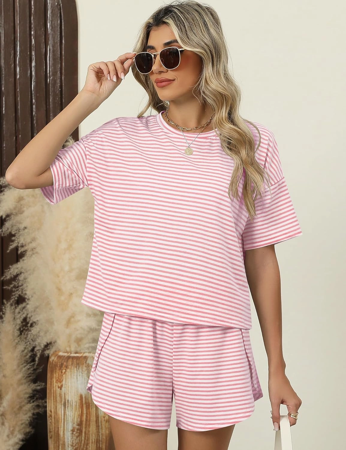 Kistore Summer 2 Piece Pajamas Sets Short Sleeve Sleepwear Pjs Lounge Split Short Sets