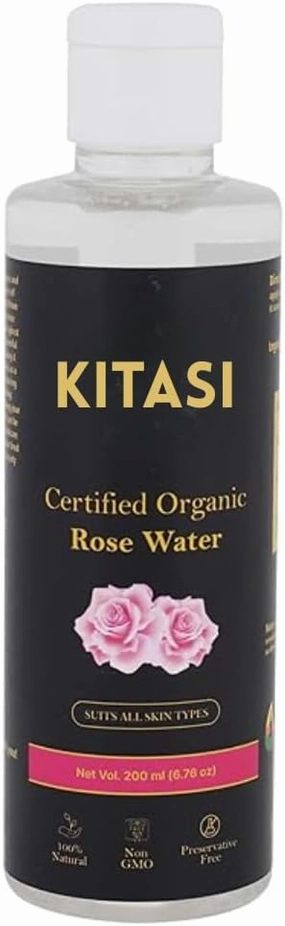 KITASI Organic Rose Water, 200ml, Natural Skin Toner for All Skin Types, Preservative Free