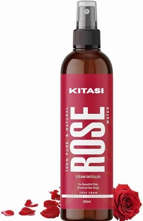 KITASI Rose Water Facial Toner, 200ml, Steam Distilled, Chemical-Free, Natural Skin Care