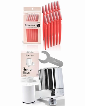 Kitsch Dermaplaning Tool (Coral) & Shower Head Filter with Discount