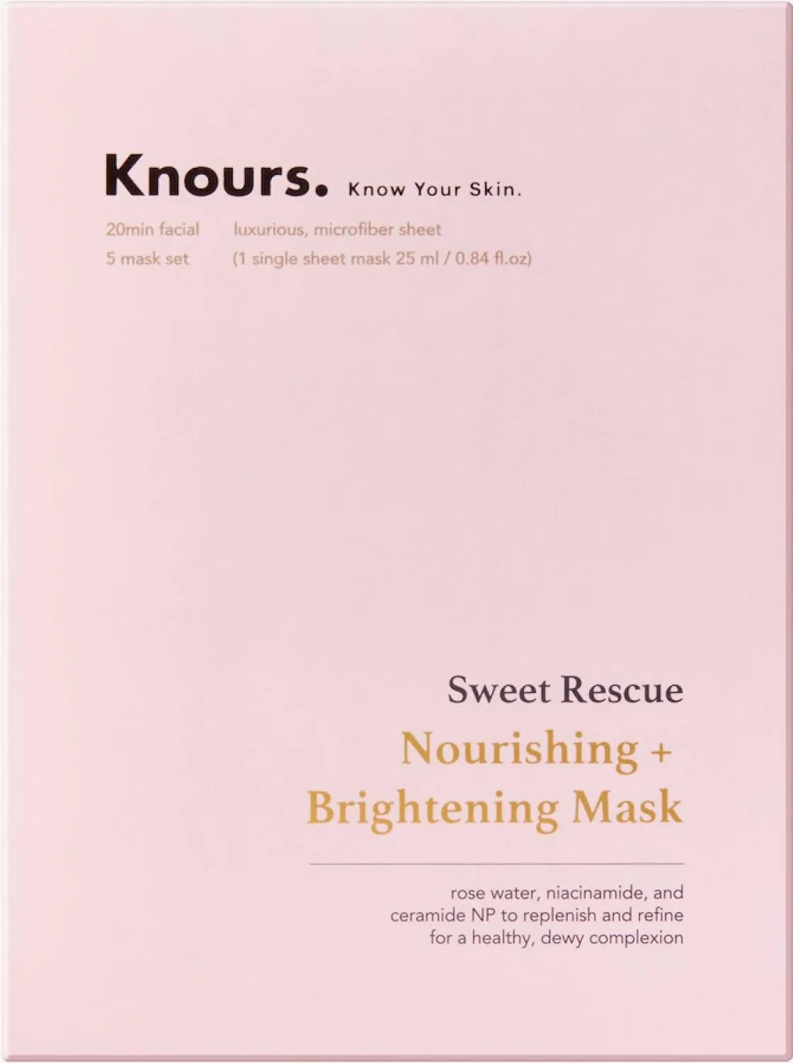 Knours. Nourishing & Hydrating Mask, Rose Water Toning Rejuvenating Facial Nourishing Clean Beauty (5 Count)