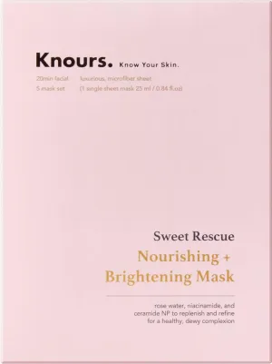 Knours. Nourishing & Hydrating Mask, Rose Water Toning Rejuvenating Facial Nourishing Clean Beauty (5 Count)