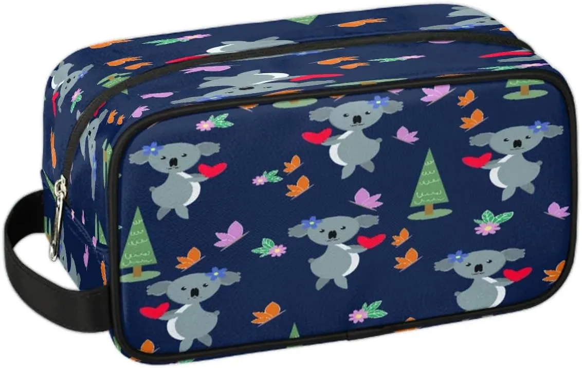 Koala Heart Butterfly Travel Toiletry Bag for Women Men Small Cosmetic Makeup Organizer Water Resistant Shaving Bag Portable Make Up Bag Storage Bags with Handle