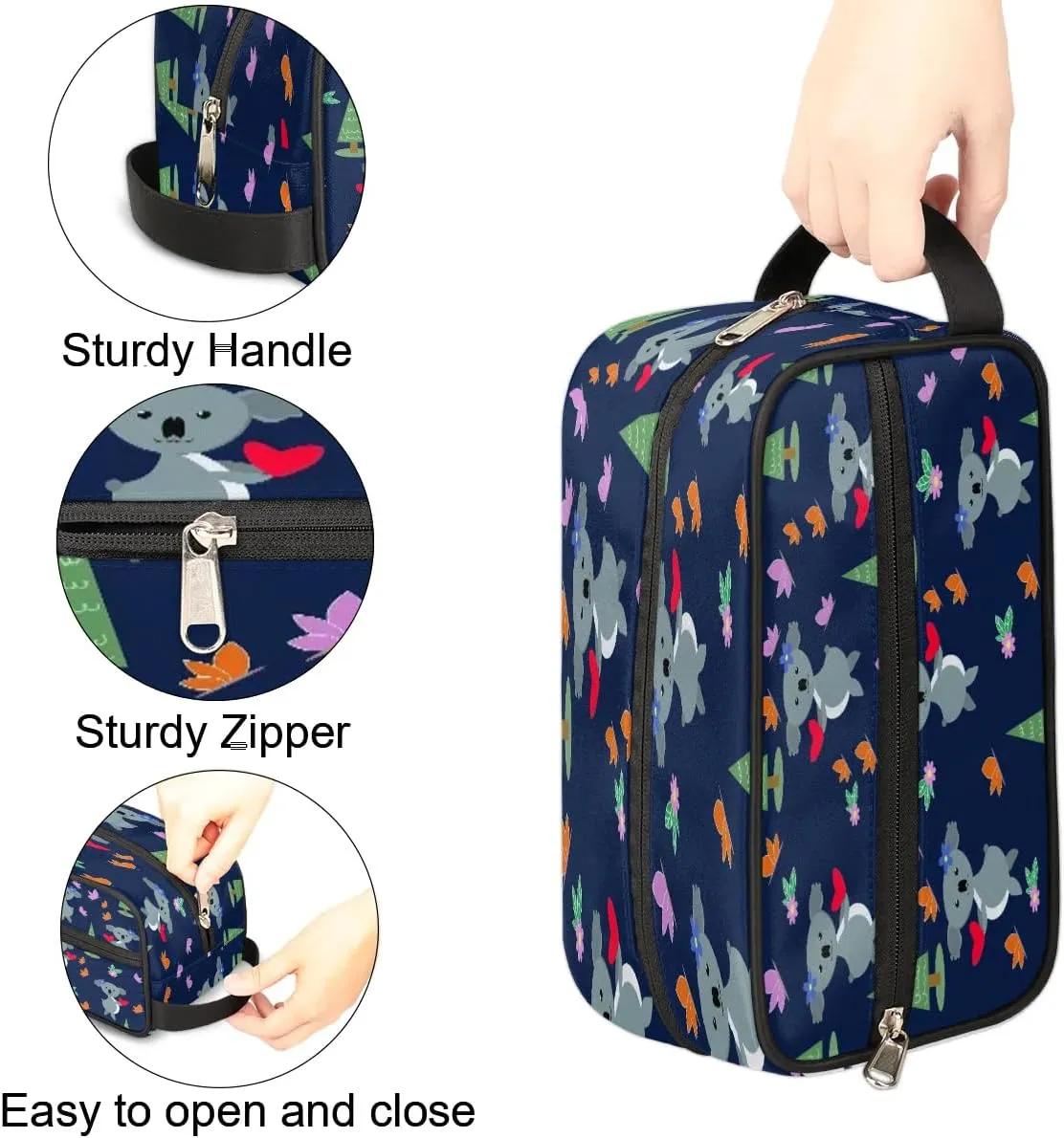 Koala Heart Butterfly Travel Toiletry Bag for Women Men Small Cosmetic Makeup Organizer Water Resistant Shaving Bag Portable Make Up Bag Storage Bags with Handle