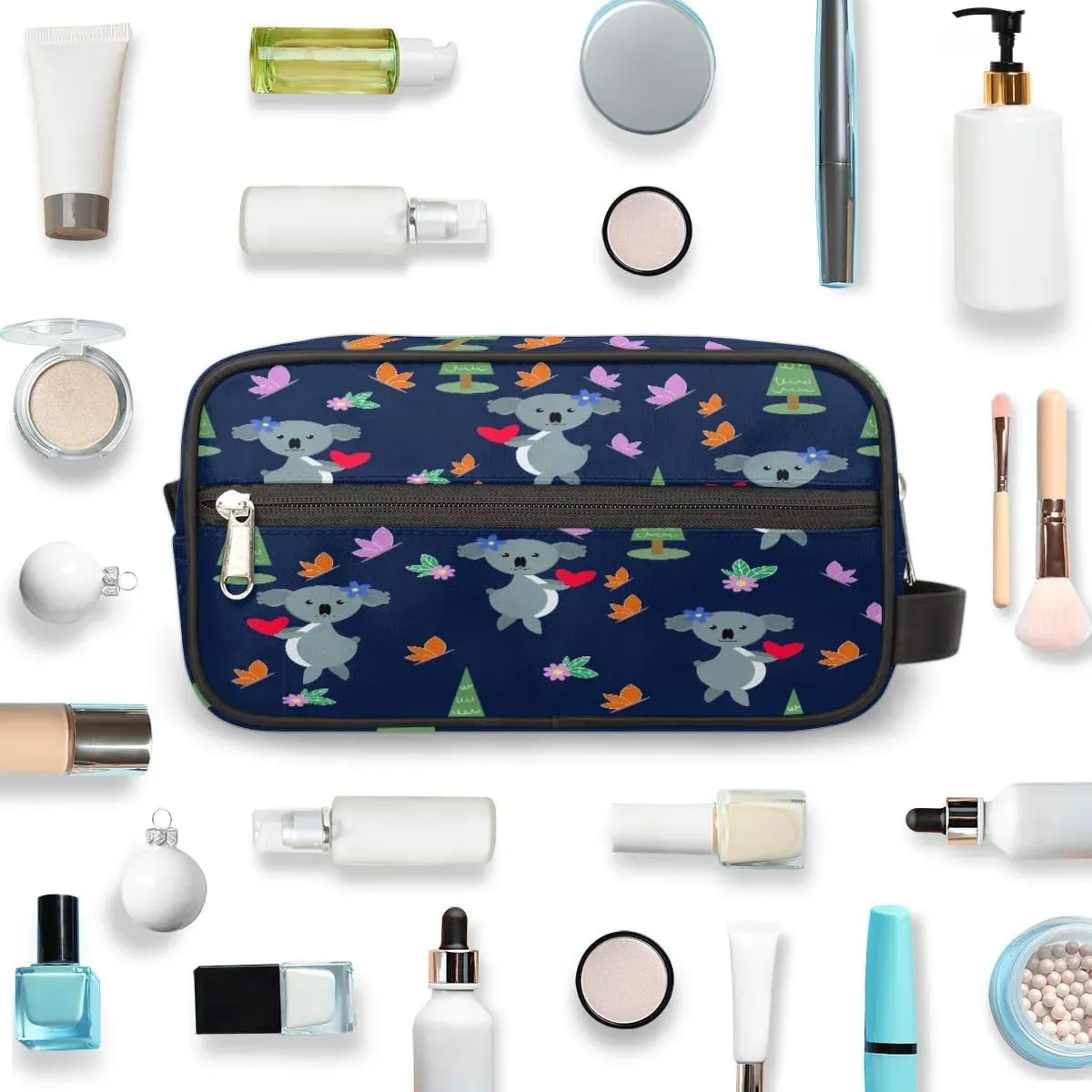 Koala Heart Butterfly Travel Toiletry Bag for Women Men Small Cosmetic Makeup Organizer Water Resistant Shaving Bag Portable Make Up Bag Storage Bags with Handle