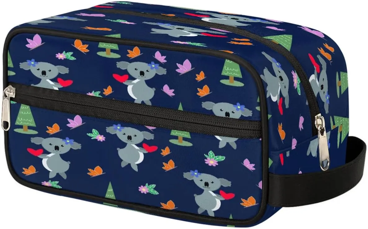 Koala Heart Butterfly Travel Toiletry Bag for Women Men Small Cosmetic Makeup Organizer Water Resistant Shaving Bag Portable Make Up Bag Storage Bags with Handle