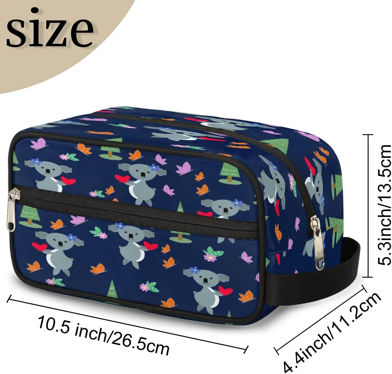 Koala Heart Butterfly Travel Toiletry Bag for Women Men Small Cosmetic Makeup Organizer Water Resistant Shaving Bag Portable Make Up Bag Storage Bags with Handle