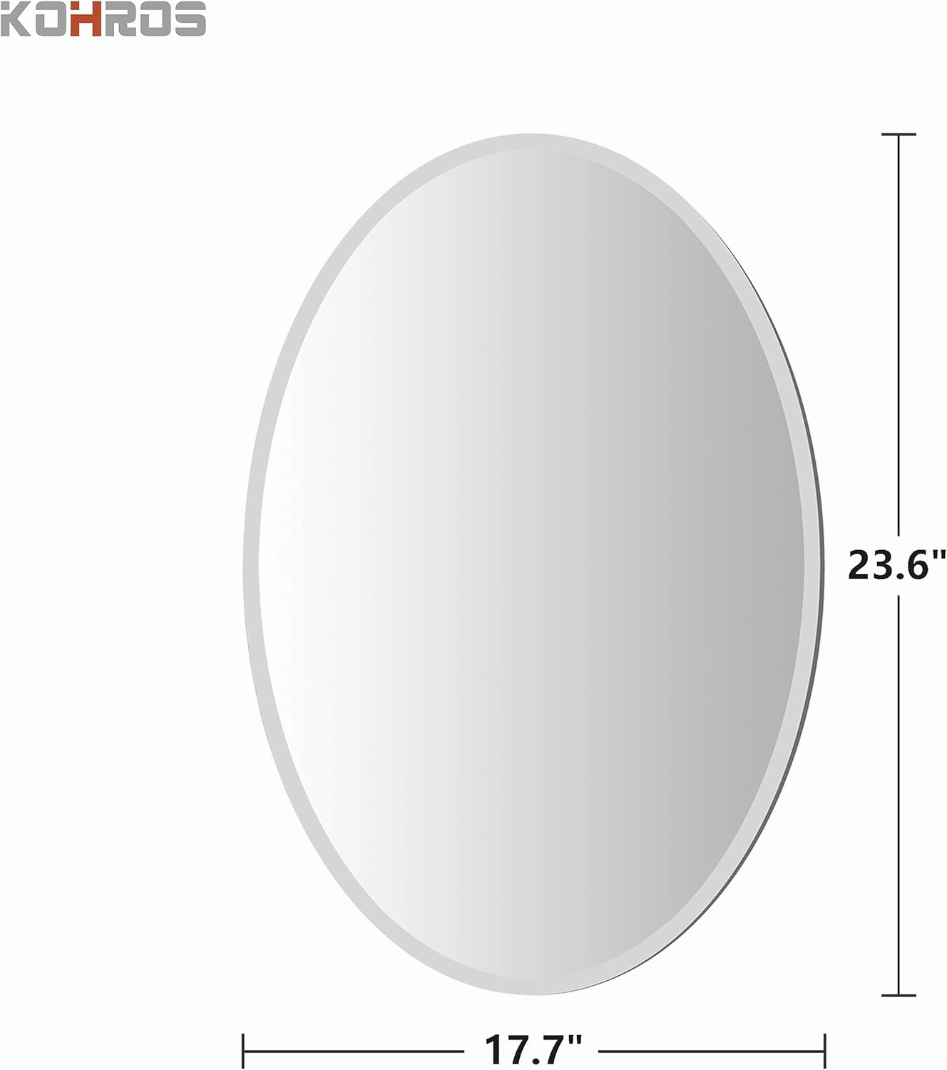 KOHROS Bathroom Mirrors for Over Sink - Oval Frameless Mirror - Beveled Polished Wall Mirror for Bathroom, Vanity, Bedroom (18" W x 24" H Oval)