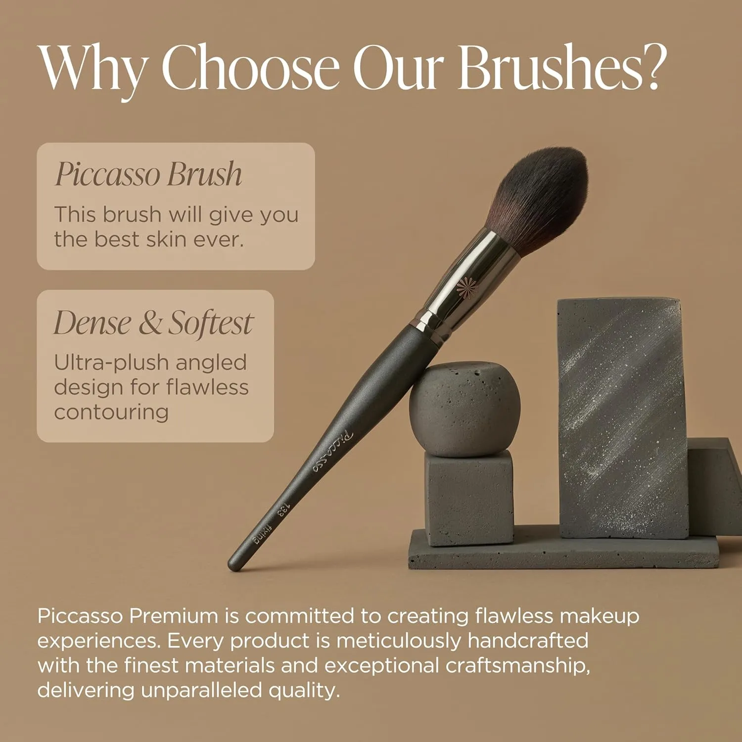 Korean Piccasso Brush 133 Fixing Powder Brush – Professional Face Makeup Brush for Setting Powder, Soft Bristles for Smooth Application, Perfect for a Natural and Flawless Finish, K-Beauty