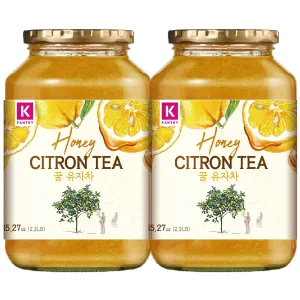 KPANTRY Honey Citron Tea - Korean Marmalade with Chemical-free and Fresh Yuzu Citron - Stress Relief Soothing Blend & Instant Hot Or Cold Beverage For Salad, Spread, Jam, Honey Tea, Smoothie (2 Pack)