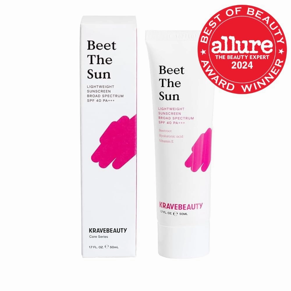 KraveBeauty Beet The Sun SPF 40 PA    Broad Spectrum Sunscreen, Daily Non-Greasy Chemical SPF, No White Cast or Pilling, For All Skin Types, Vegan & Cruelty Free, 1.7 fl oz