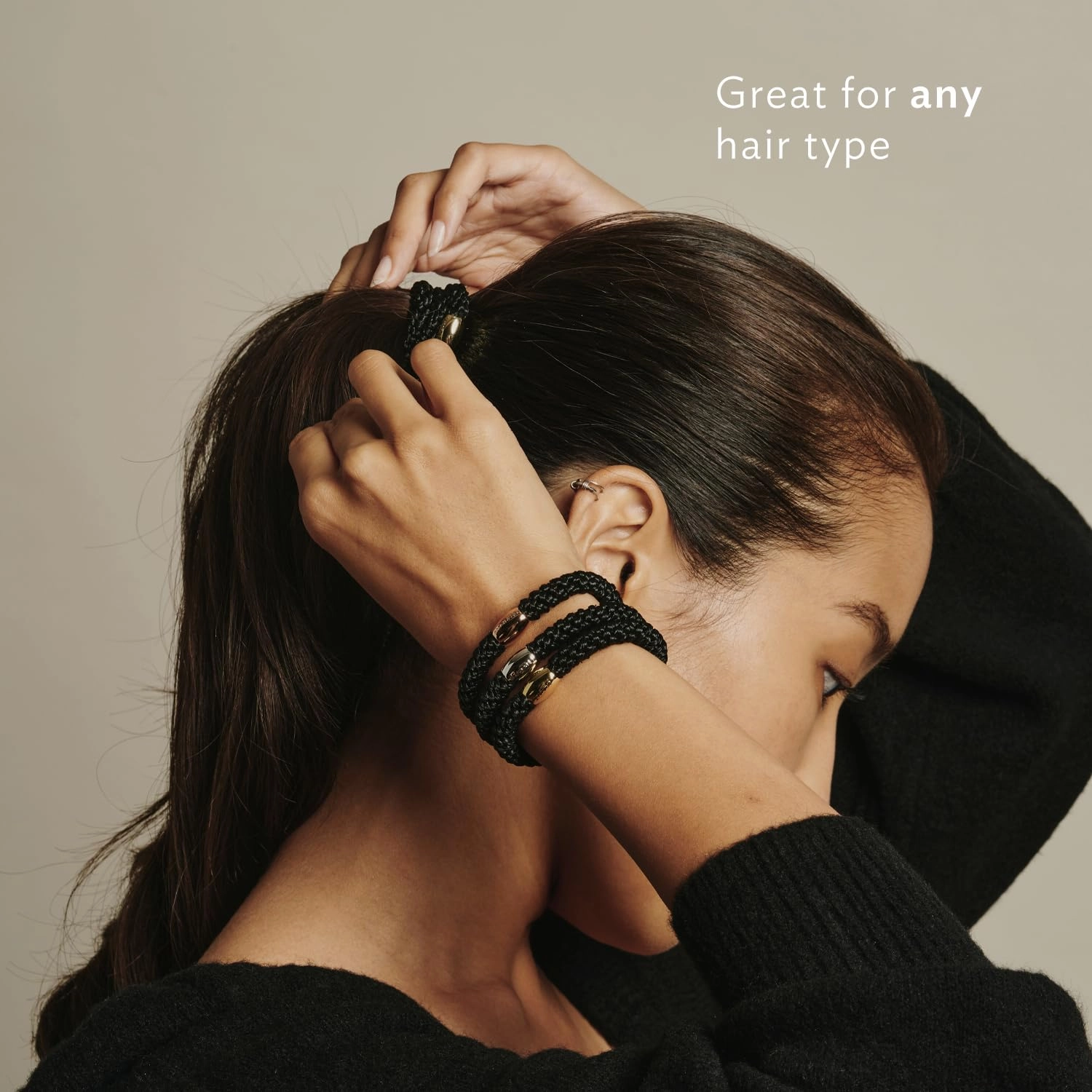 L. Erickson Grab & Go Pony Tube - Brown Stone - 15 Pack Ponytail Holder Hair Ties