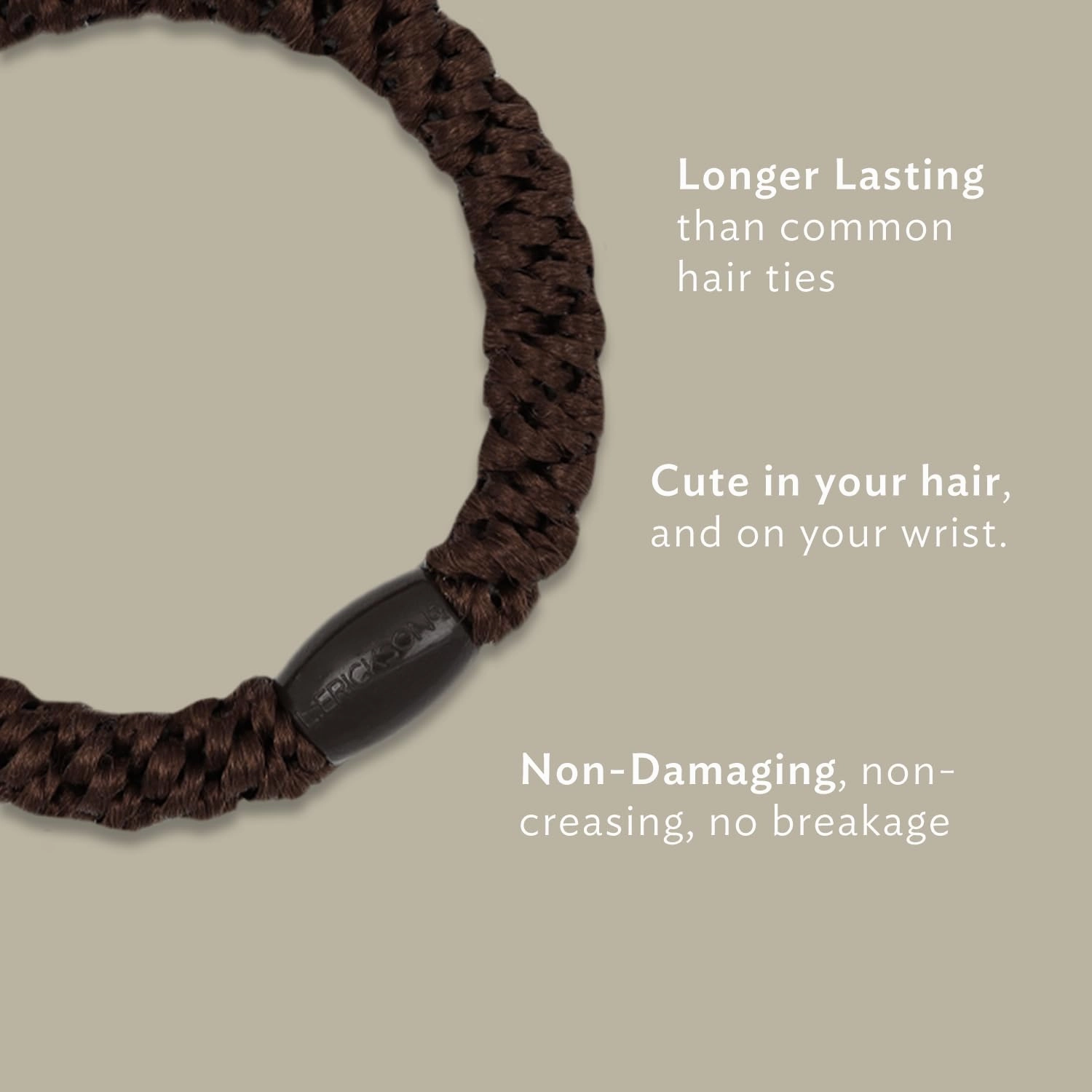 L. Erickson Grab & Go Pony Tube - Brown Stone - 15 Pack Ponytail Holder Hair Ties