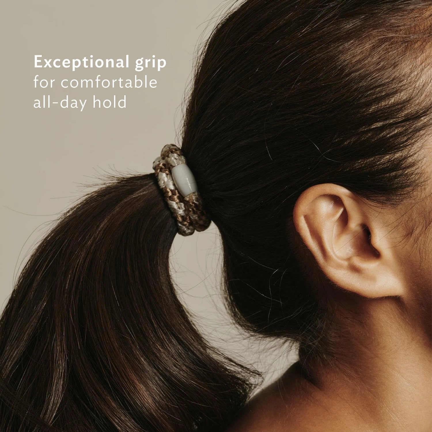 L. Erickson Grab & Go Pony Tube - Brown Stone - 15 Pack Ponytail Holder Hair Ties