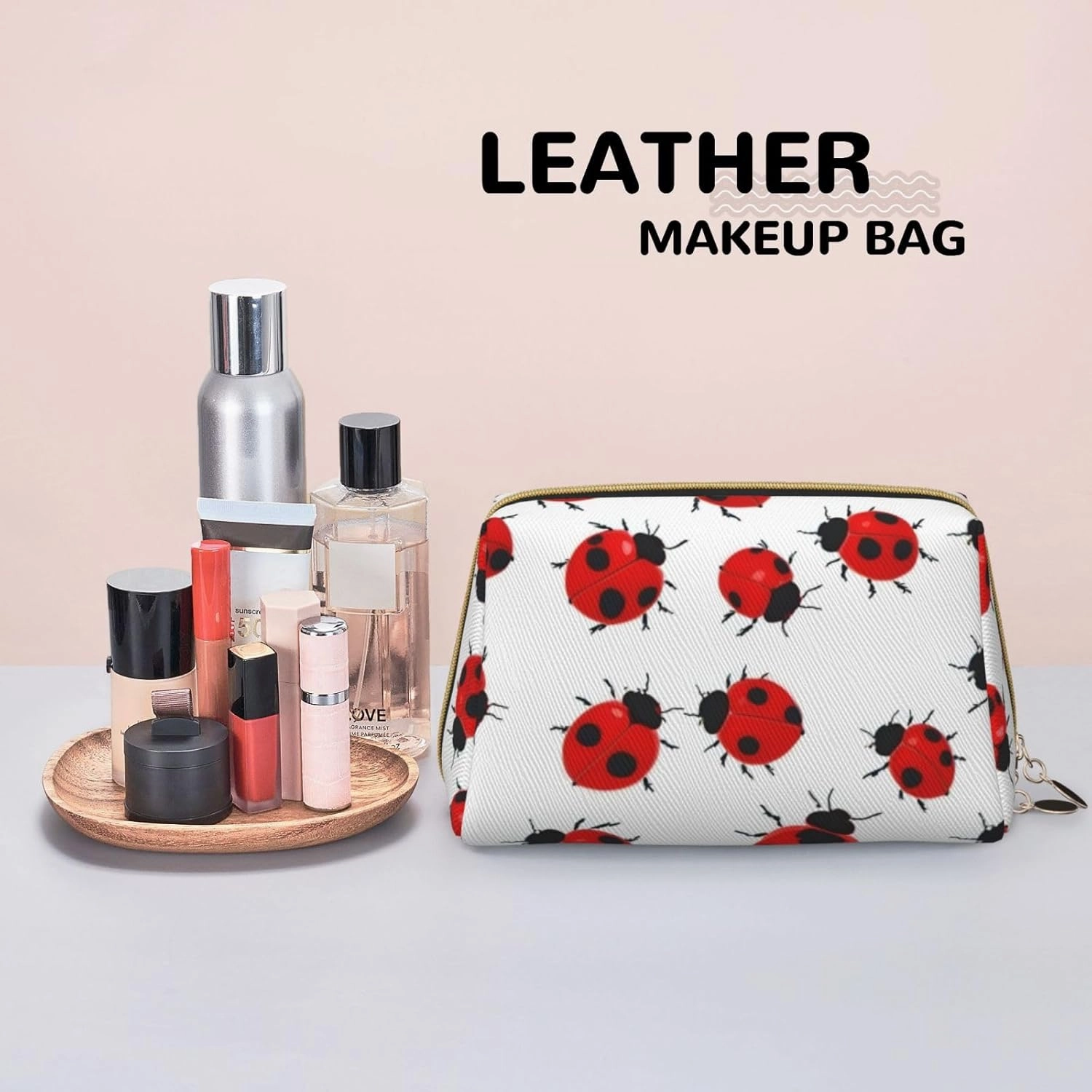 Ladybug Toiletry Pouch, Travel-Friendly Makeup Organizer For Makeup Brushes, Lipsticks