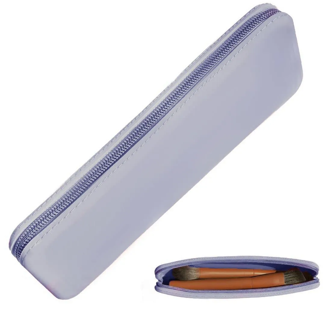 large silicone makeup brush holder travel case- A storage & makeup bag organizer for brush sets & makeup tools to protect make up accessories & bag, Periwinkle (9 * 3.15 * 1.2")