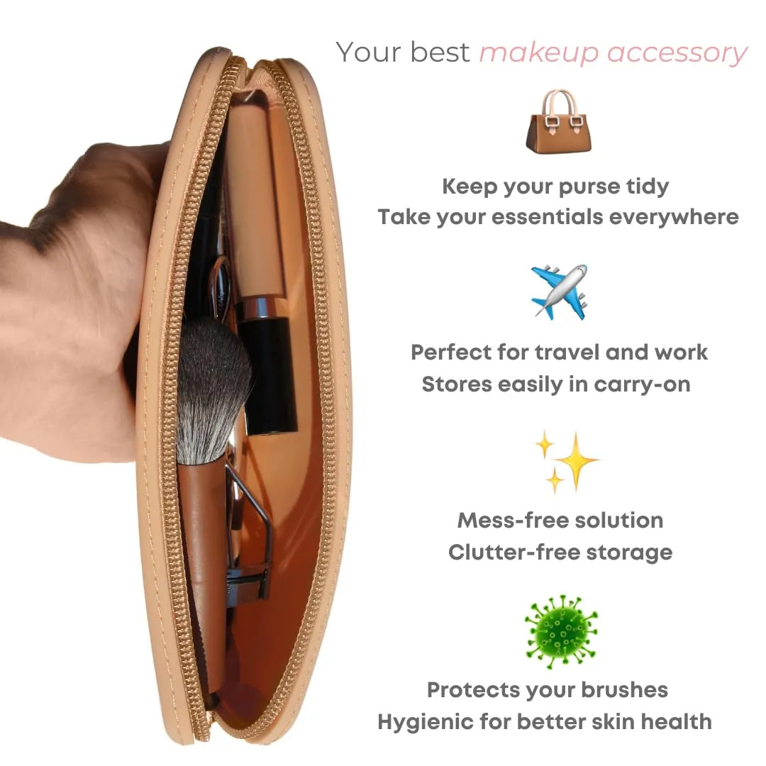 large silicone makeup brush holder travel case- A storage & makeup bag organizer for brush sets & makeup tools to protect make up accessories & bag, Periwinkle (9 * 3.15 * 1.2")