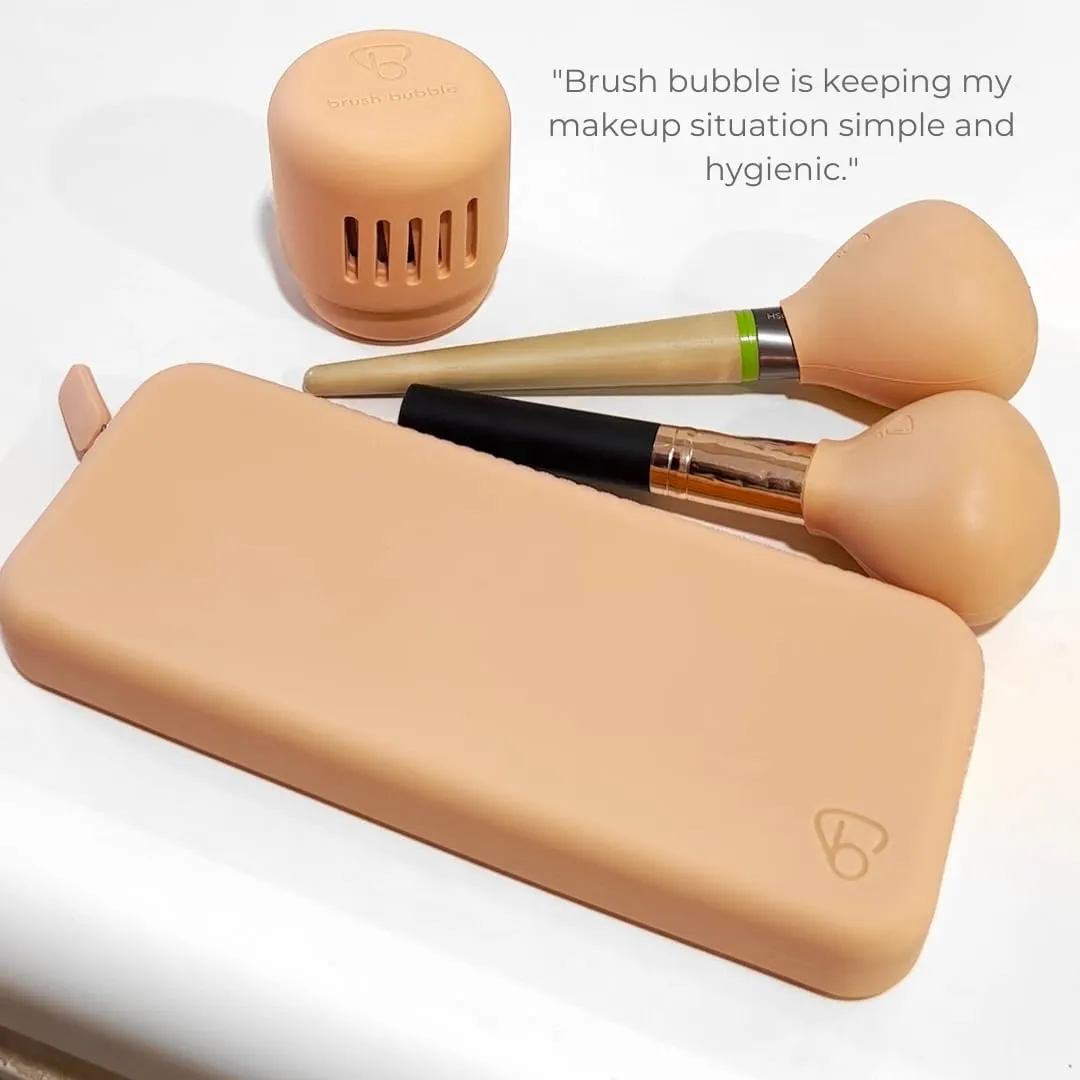 large silicone makeup brush holder travel case- A storage & makeup bag organizer for brush sets & makeup tools to protect make up accessories & bag, Periwinkle (9 * 3.15 * 1.2")