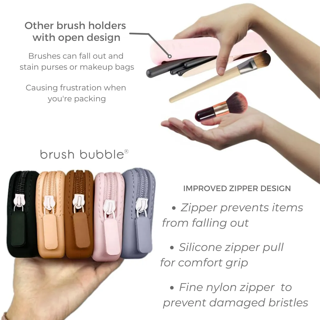 large silicone makeup brush holder travel case- A storage & makeup bag organizer for brush sets & makeup tools to protect make up accessories & bag, Periwinkle (9 * 3.15 * 1.2")