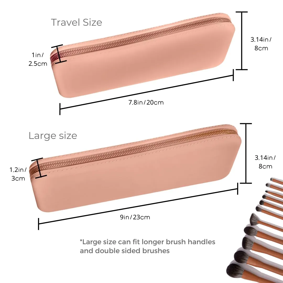large silicone makeup brush holder travel case- A storage & makeup bag organizer for brush sets & makeup tools to protect make up accessories & bag, Periwinkle (9 * 3.15 * 1.2")