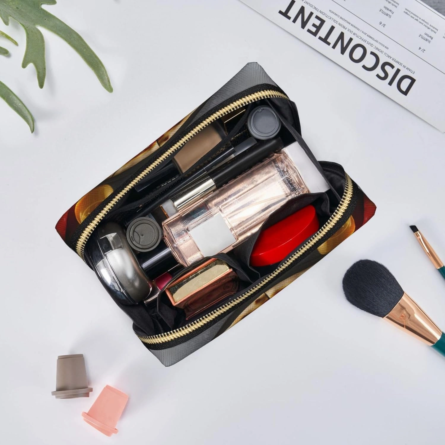 Large Pizza Toiletry Pouch, Travel-Friendly Makeup Organizer For Makeup Brushes, Lipsticks