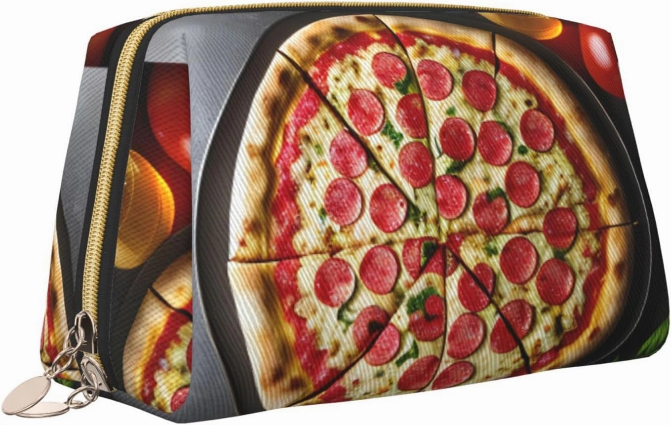 Large Pizza Toiletry Pouch, Travel-Friendly Makeup Organizer For Makeup Brushes, Lipsticks