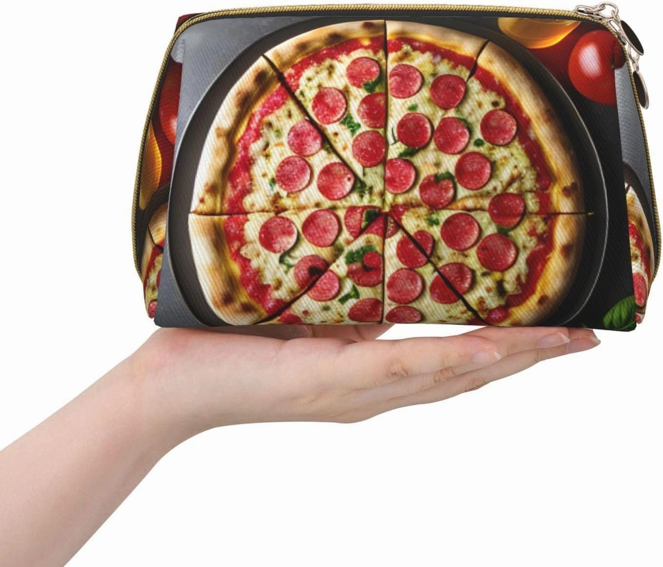 Large Pizza Toiletry Pouch, Travel-Friendly Makeup Organizer For Makeup Brushes, Lipsticks