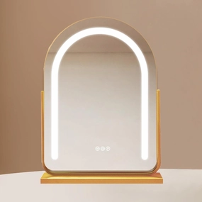 Large Vanity Mirror with LED Light, Makeup Mirror Cloud Shape, Hollywood Lighted Makeup Mirror, Tabletop Mirror for Bedroom & Dressing Room, Smart Touch Screen, 3 Color Modes(Gold,40x60cm)