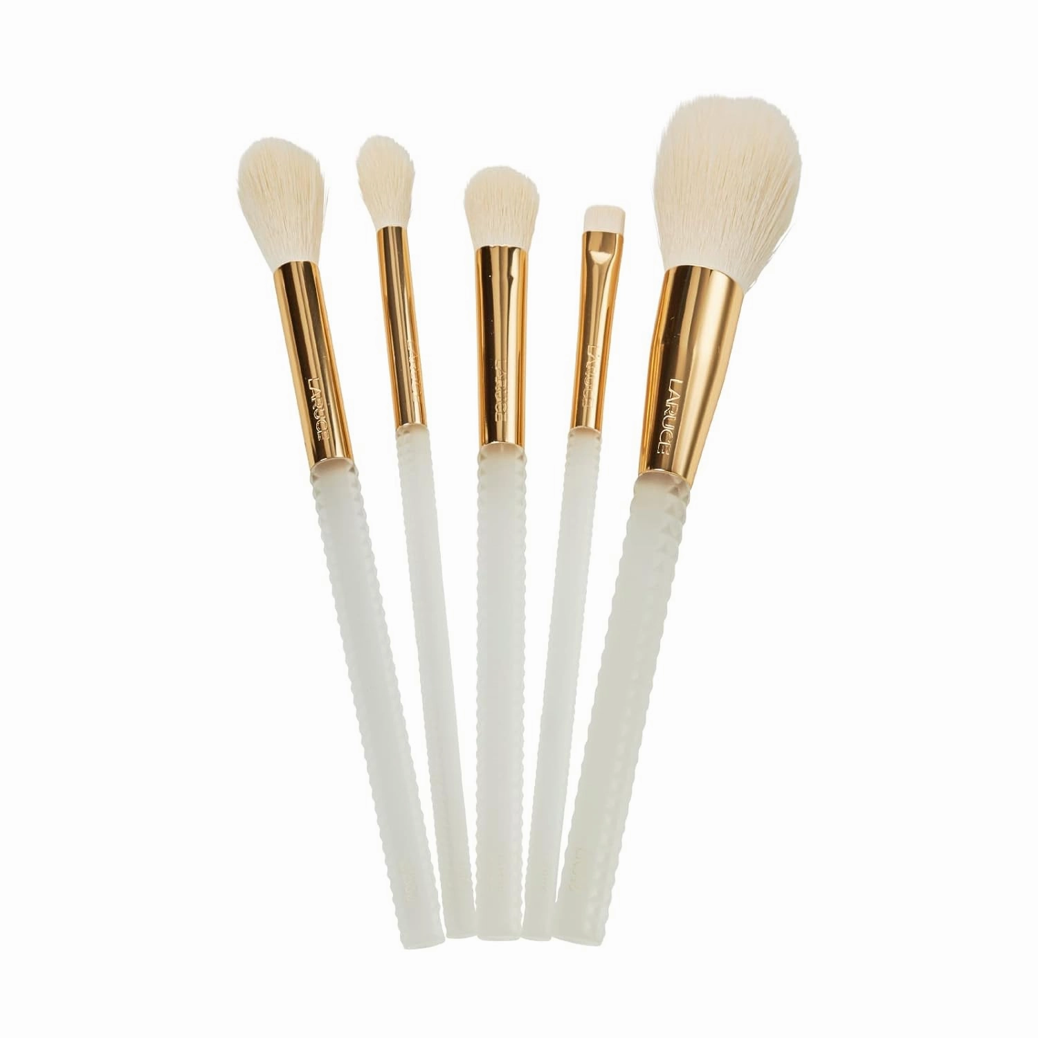 Laruce Beauty Makeup Brush Set – Set of 5 Premium Vegan Brushes for Full Face, Professional Makeup Brushes for Blush, Bronzer, Concealer, Eyeshadow, and Powder (5 pcs) (Crystal)
