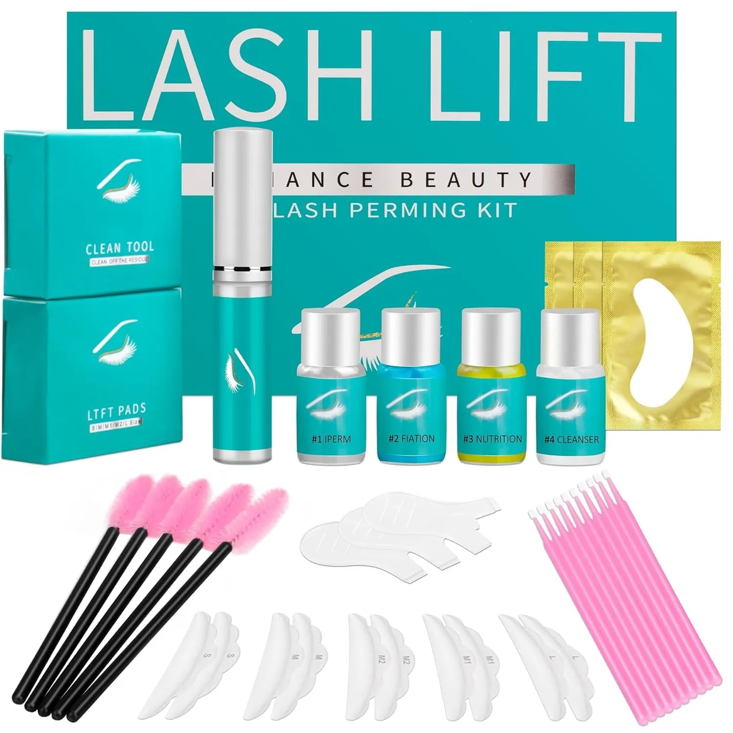 Lash Lift Kit, 36Pcs Eyelash Lift Kit & Brow Lamination Kit Long Lasting for 6-8 Weeks, Curling & Lifting Eyelashes, Lash Perm Kit for Salon & Home DIY