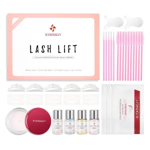 Lash Lift Kit, Gentle Formula Eyelash Perm Set with Enhanced Glue Balm, Suitable for Various Lash Types and Lengths, Semi Permanent Curled Eyelashes Lasting for 6-8 Weeks