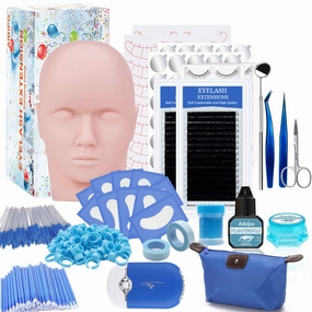 Lash Eyelash Extension Kit for Beginners, Professional Lash Extension Supplies Kit with Everything: Lash Mannequin Head, Individual Eye Lashes, Glue Lashes Tweezers for Beginner Practice Eye Lashes