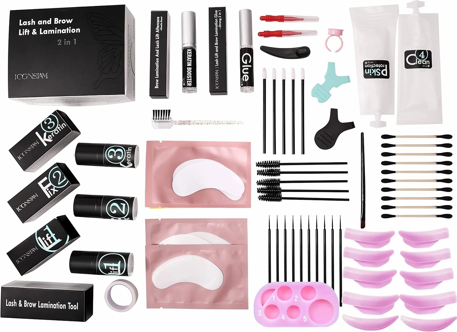 Lash Lift Brow Lamination Kit 7 Minutes Perm Lash Rapid Eyelash Perming Kit with Silicone Shield & Tool Durable Lash Lifts Curling Lash 6 Week Full Eyebrow Lamination Set DIY at Home Easily