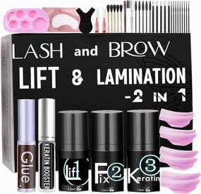Lash Lift Brow Lamination Kit 7 Minutes Perm Lash Rapid Eyelash Perming Kit with Silicone Shield & Tool Durable Lash Lifts Curling Lash 6 Week Full Eyebrow Lamination Set DIY at Home Easily