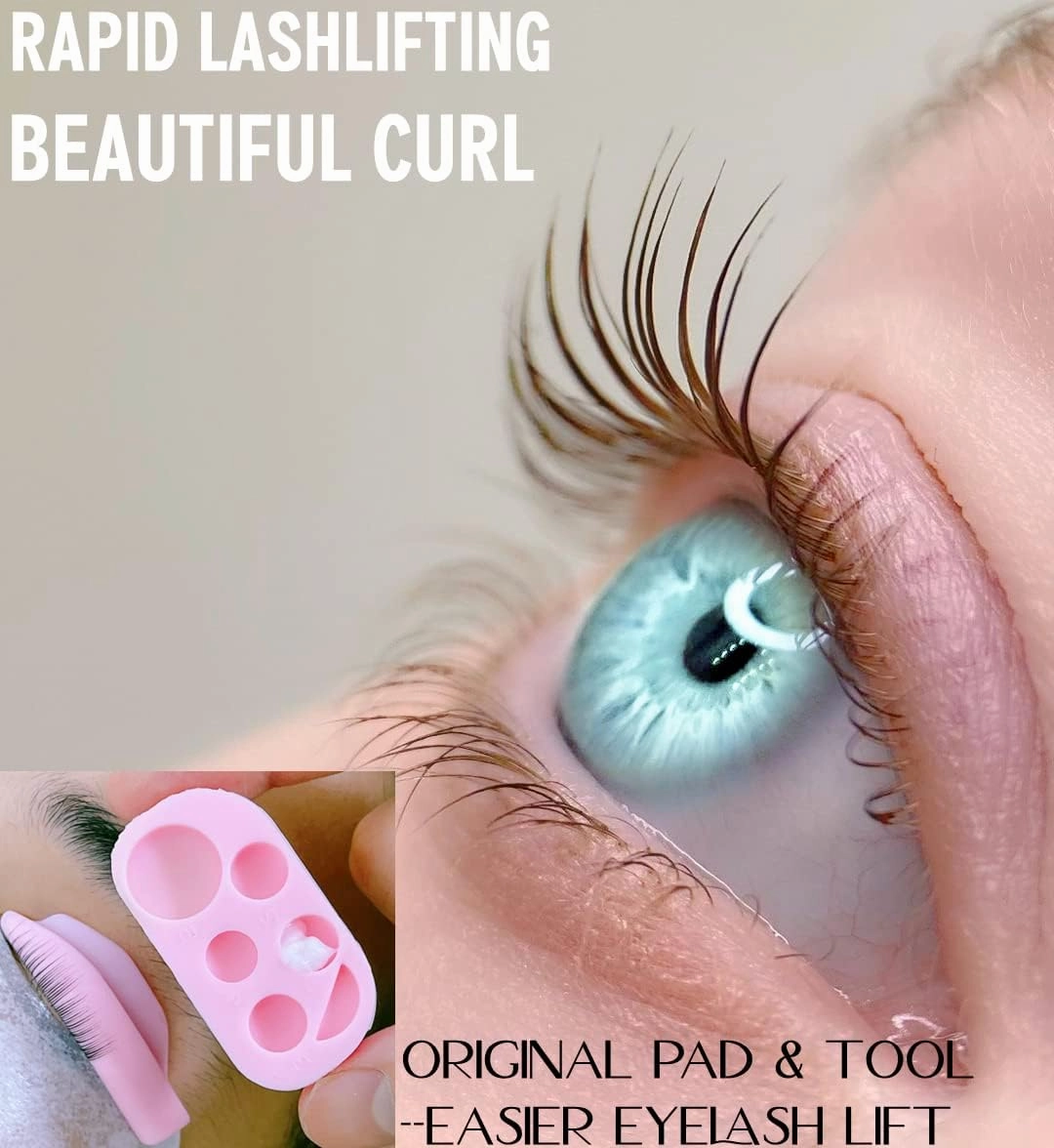 Lash Lift Brow Lamination Kit 7 Minutes Perm Lash Rapid Eyelash Perming Kit with Silicone Shield & Tool Durable Lash Lifts Curling Lash 6 Week Full Eyebrow Lamination Set DIY at Home Easily